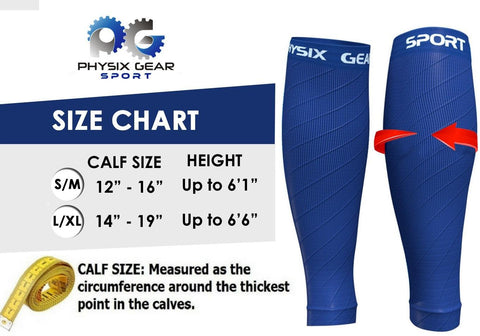 1 Pair Physix Gear Sport Compression Calf Sleeves L/XL 14-19 Calf Men &  Women – St. John's Institute (Hua Ming)